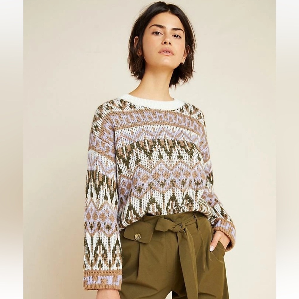 Anthropologie Fabiana Alpaca Wool Fair Isle sweater